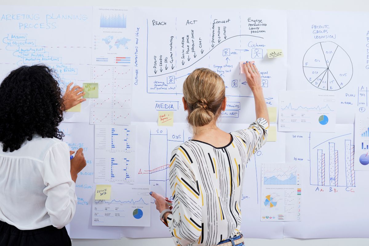 marketers using a whiteboard